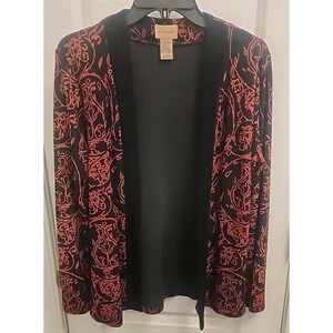 Choices  Womens Small  Red Black Cardigan Long Sleeve Ladies